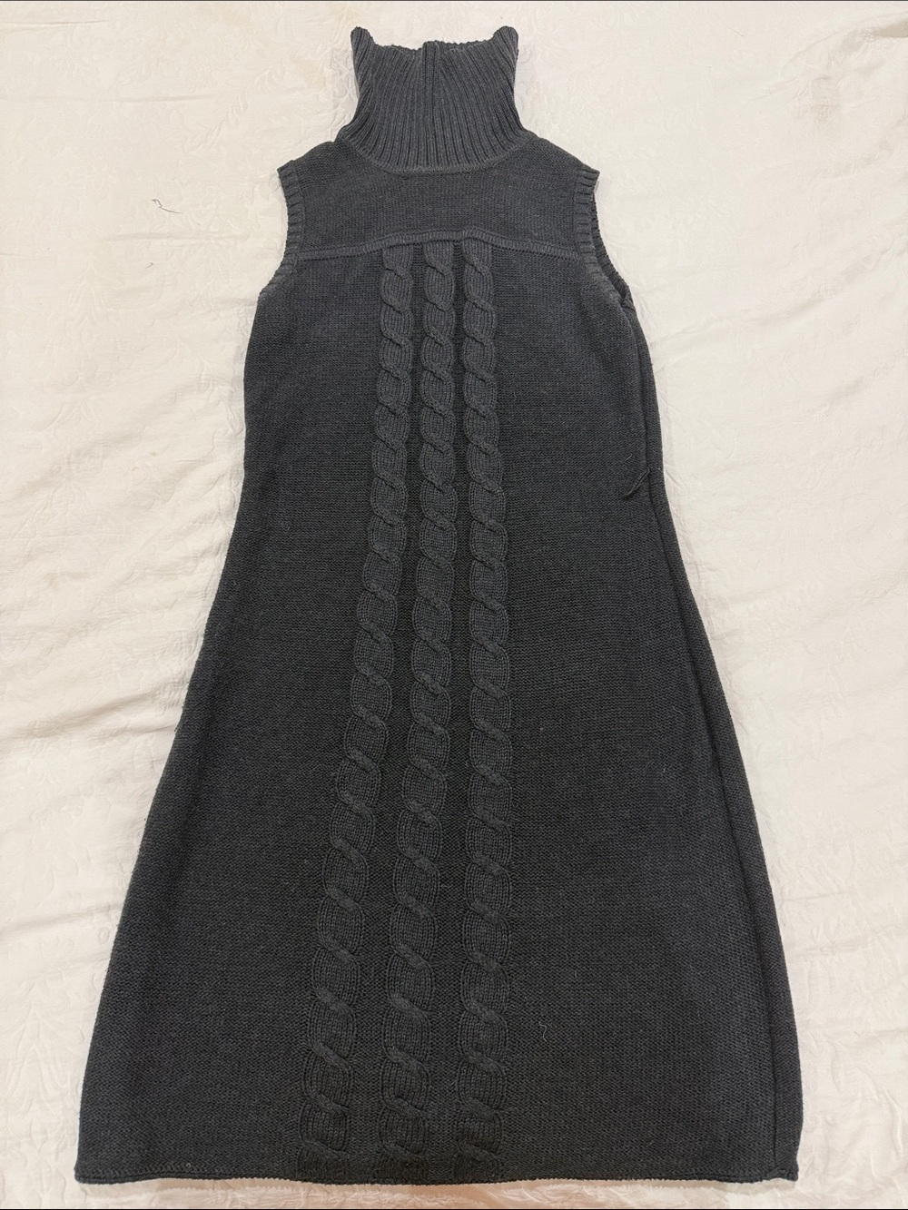 Calvin Klein Sleeveless Black Cable-Knit Turtleneck Dress